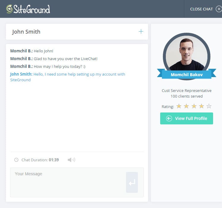 Avis - siteground live chat