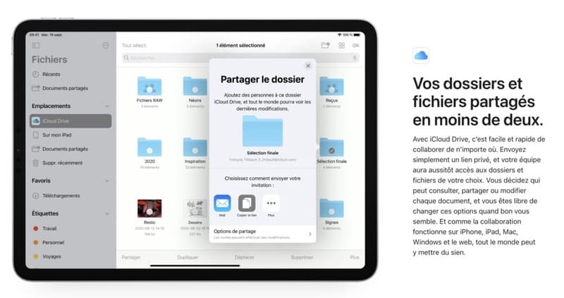 iCloud - Synchronisation des fichiers  et calendrier