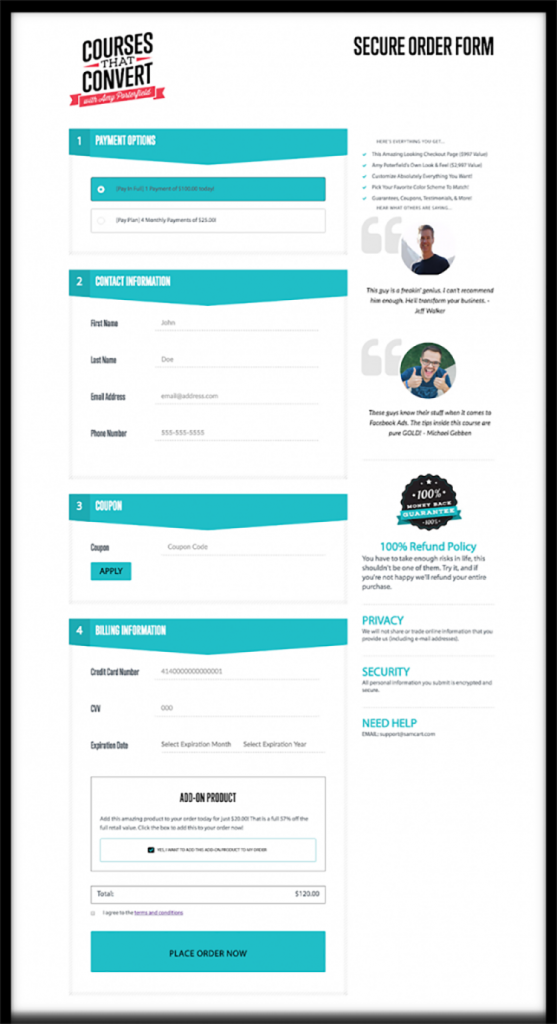 Exemples de Pages de paiement de samcart