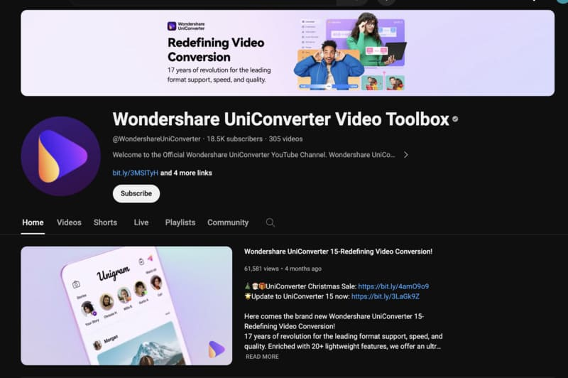 chaîne Youtube de ce logiciel