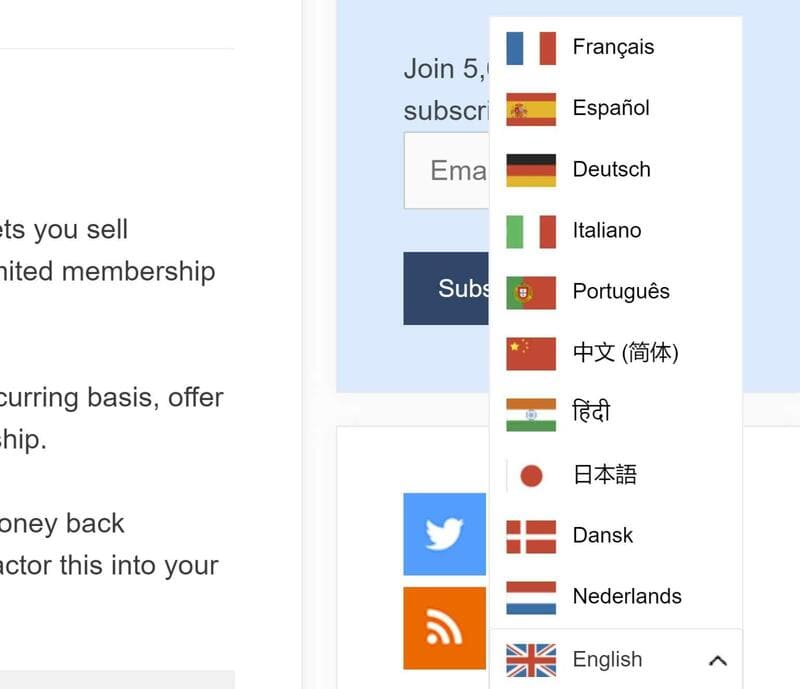 avis Processus de Sélection des langues via drapeau Weglot Translate de weglot weglot (allemand, espagnol, etc)