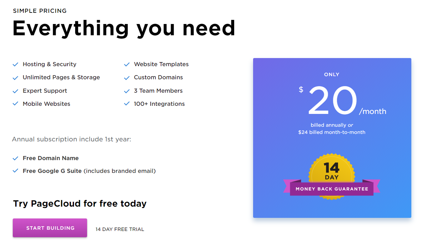 PageCloud Review- Pricing Plans