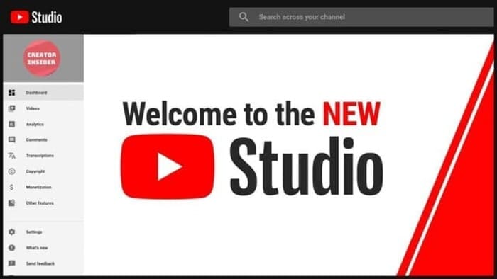 accueil de Creator Studio de YouTube
