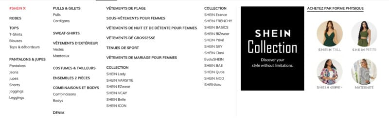 shein sur navigateur