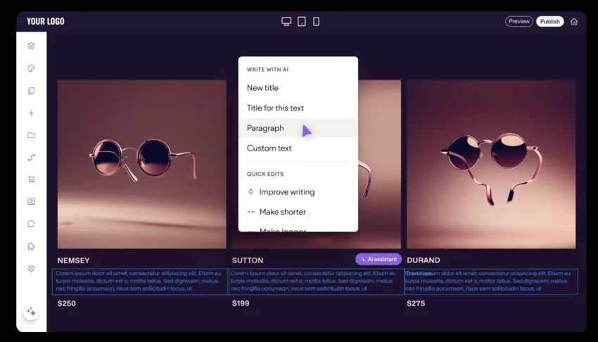 écriture des contenus du site web par IA