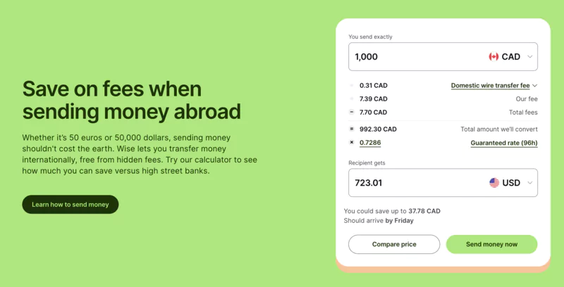 money transfers via wise account