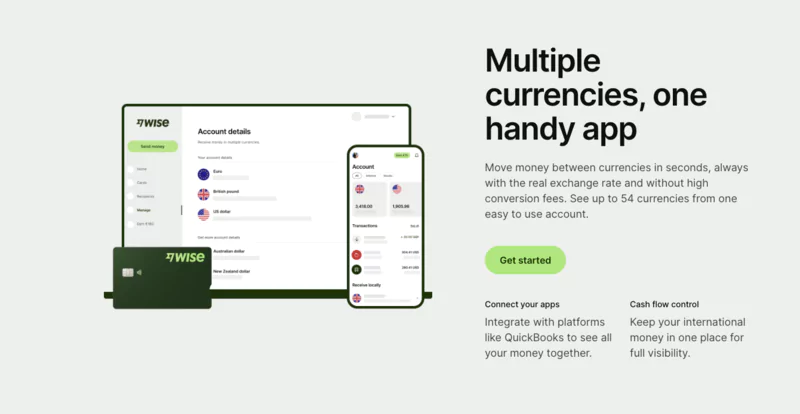 wise account available on app store, google store or web