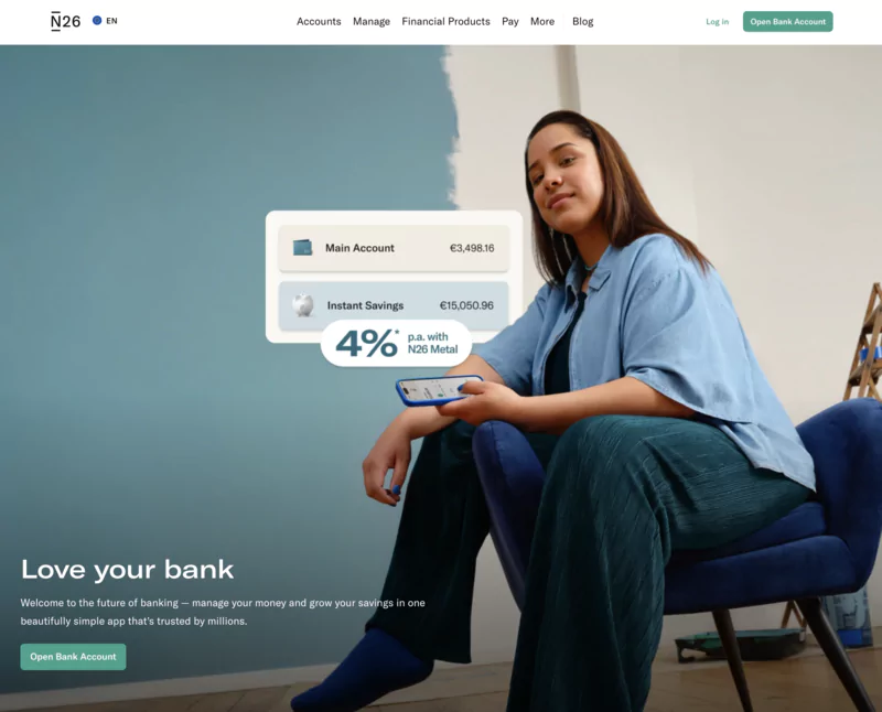 N26 website: The German Lifestyle Neobank