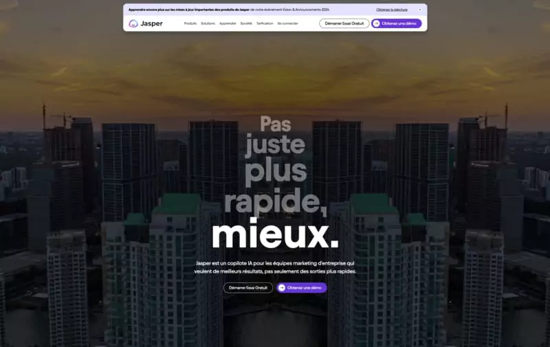 Jasper AI page d'accueil