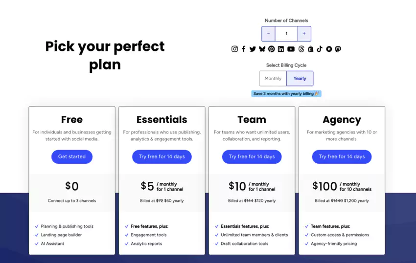Tableau comparatif des différents plans Buffer (mise à jour des tarifs de cette appli)