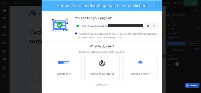 13 Published landing page