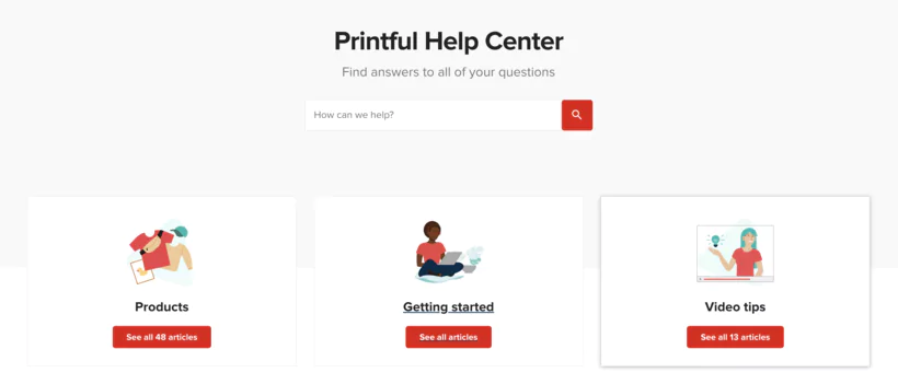  base de connaissances de Printful 