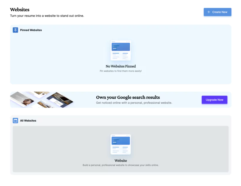 intégrations site web de visualCV