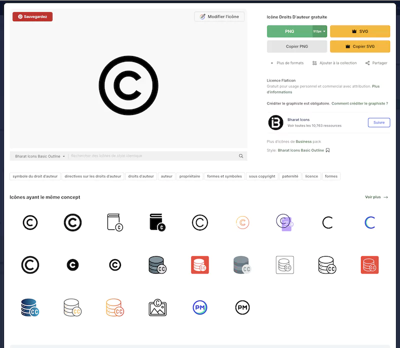 informations sur la gestion des droits des images