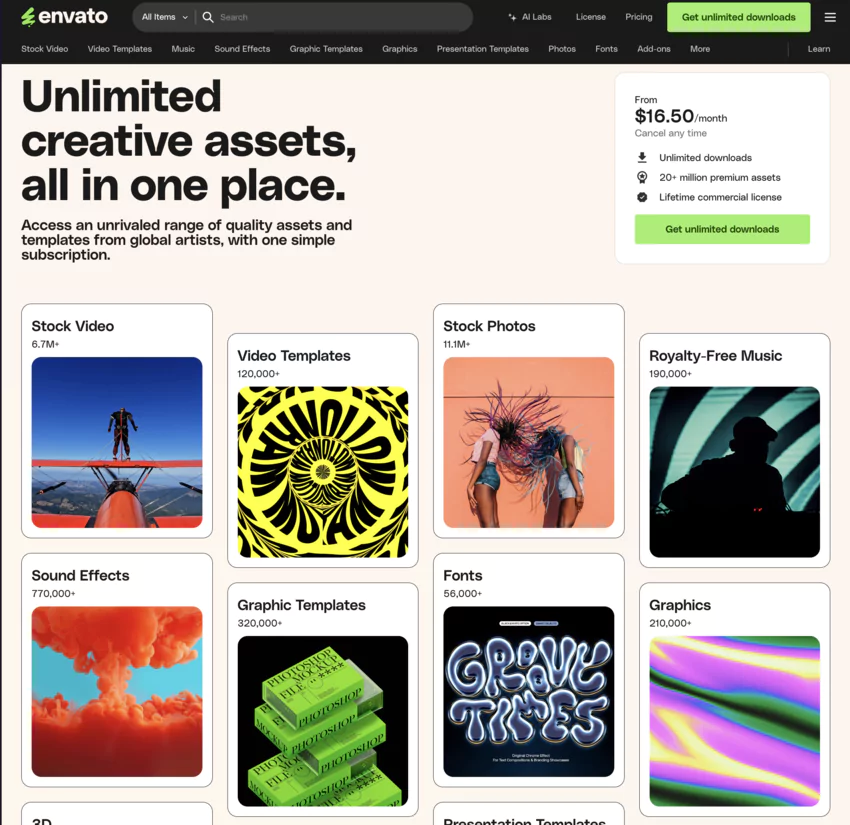 site web de Envato Elements