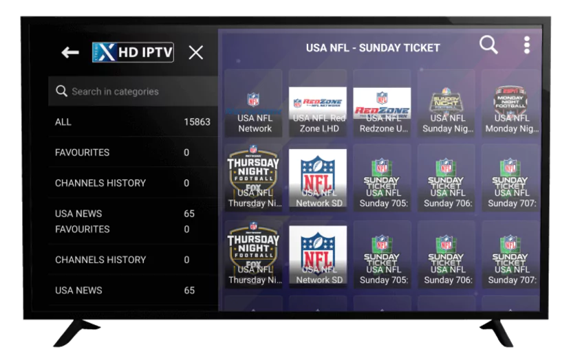 interface de lecture du service de Xtream IPTV 