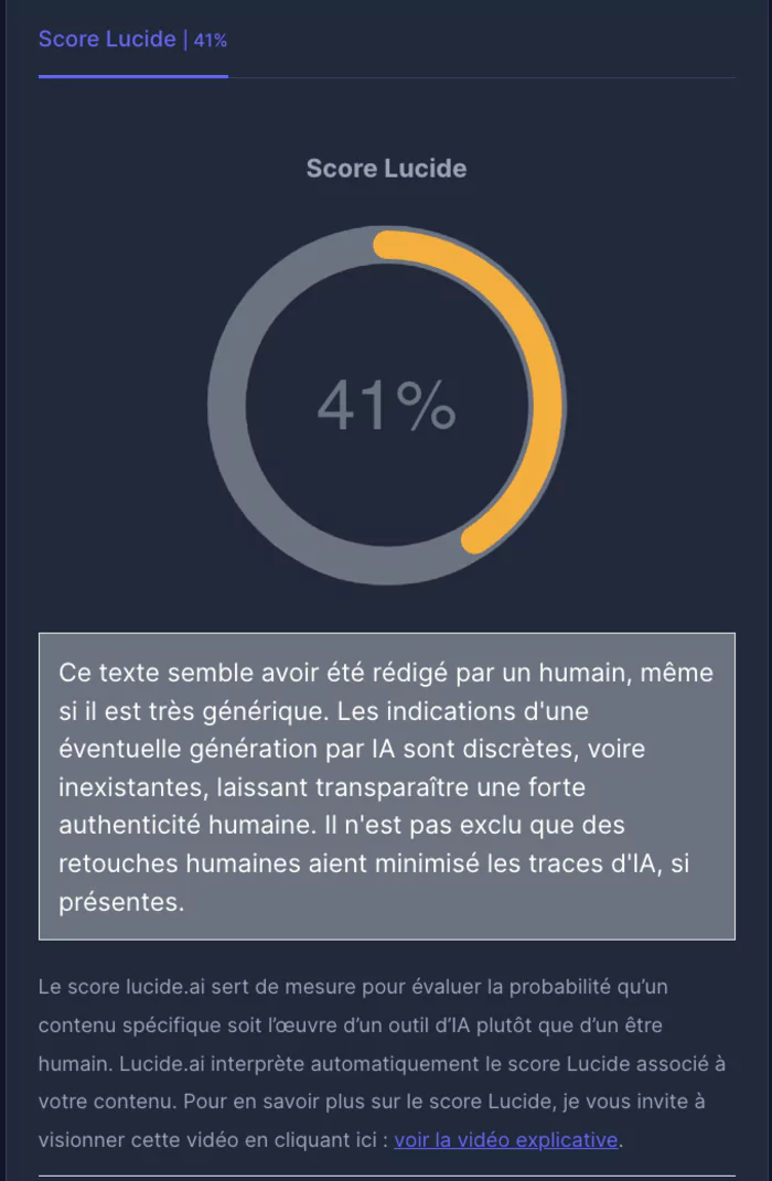 Score détection IA lucide