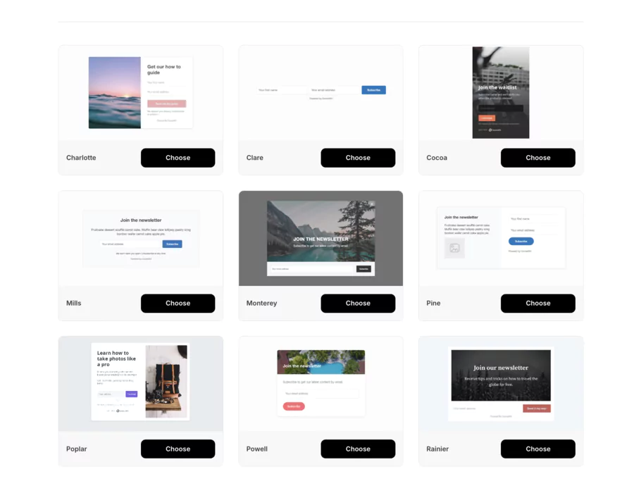choix de modèle de landing page