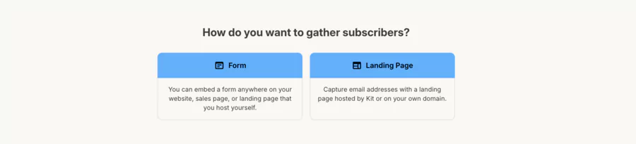 formulaire de création de landing page ou de form sur ConvertKit