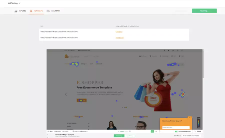 FreshMarketer heatmaps dashboard
