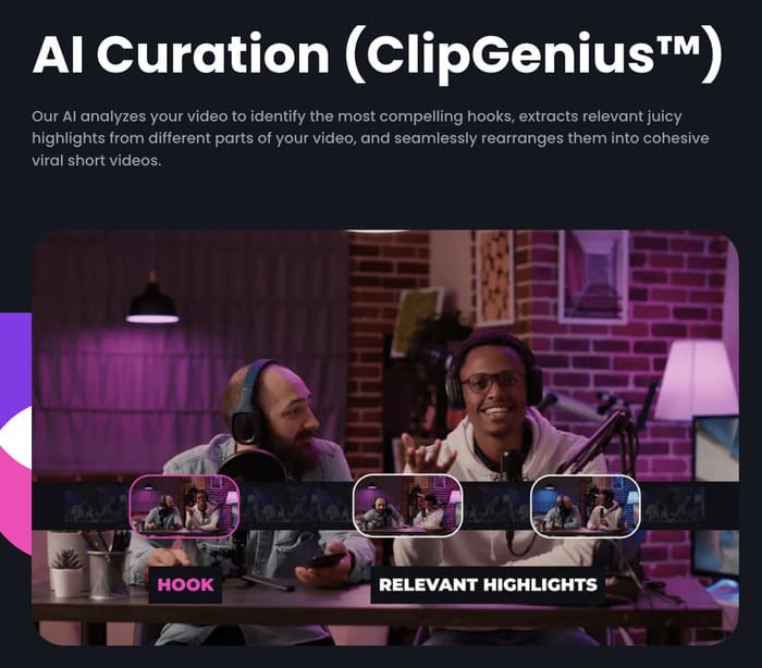 Curation par IA de opus Clip