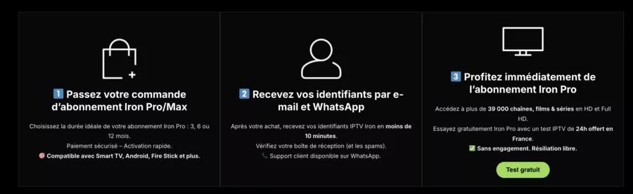 comment s'inscrire à iron tv pro