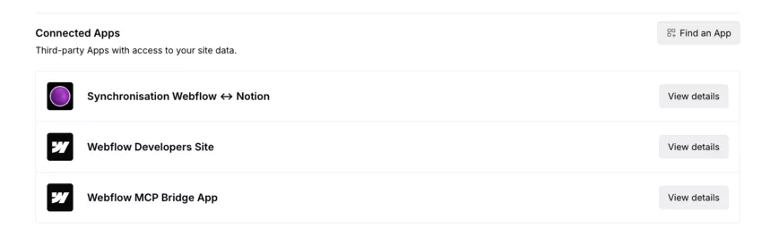 connecteur MCP de Webflow