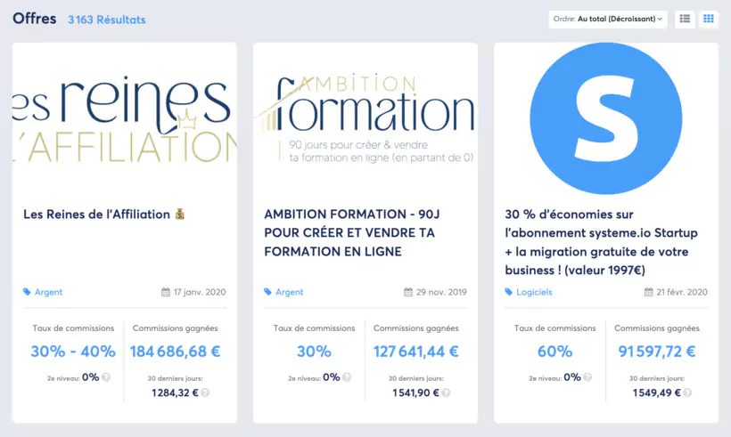 offres sur la Marketplace Systeme io