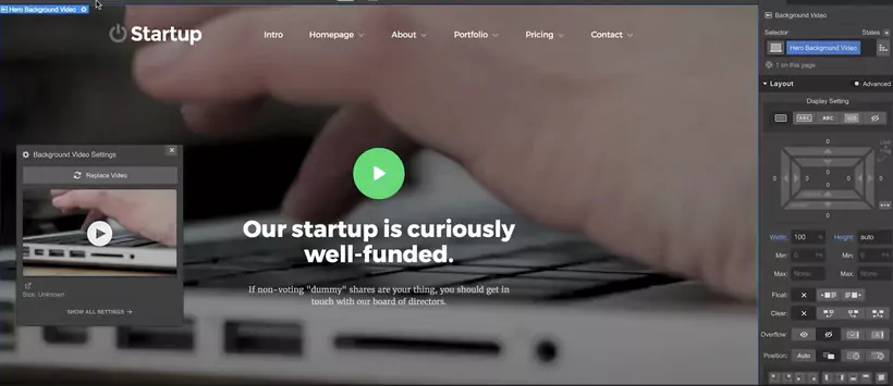 intégration vidéo de webflow