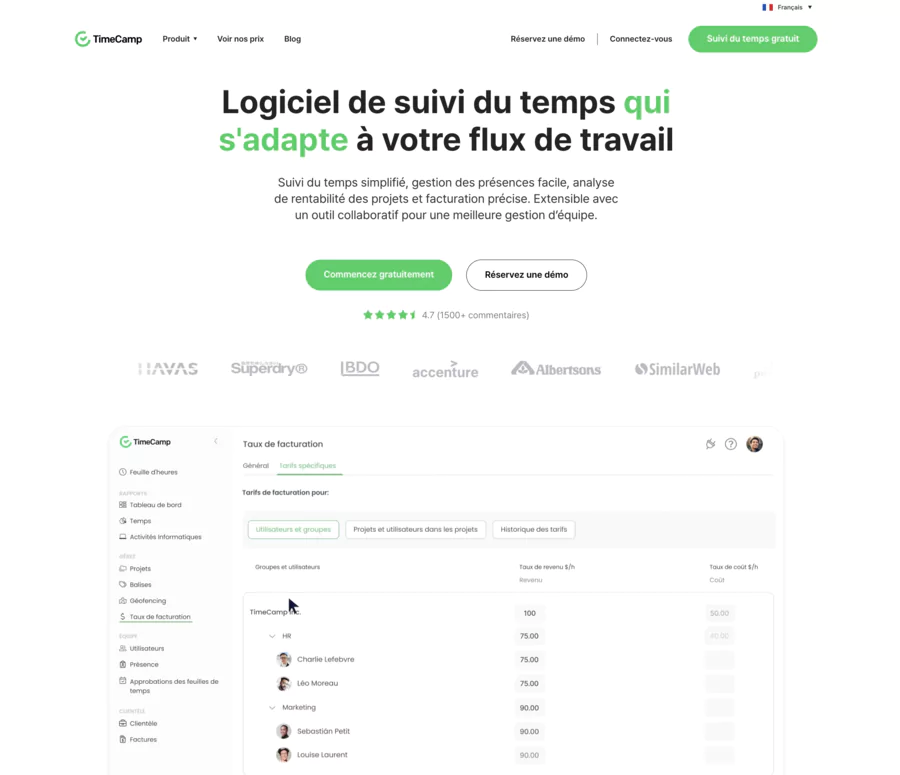 site web de Timecamp