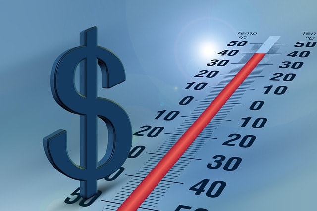 dollar, cost, finance, calculator, question of cost, climate costs, thermometer, global warming, temperature, impact, climate change, climate, national economy, climate protection, business, cost, cost, cost, cost, cost, thermometer, global warming, global warming, climate change, climate