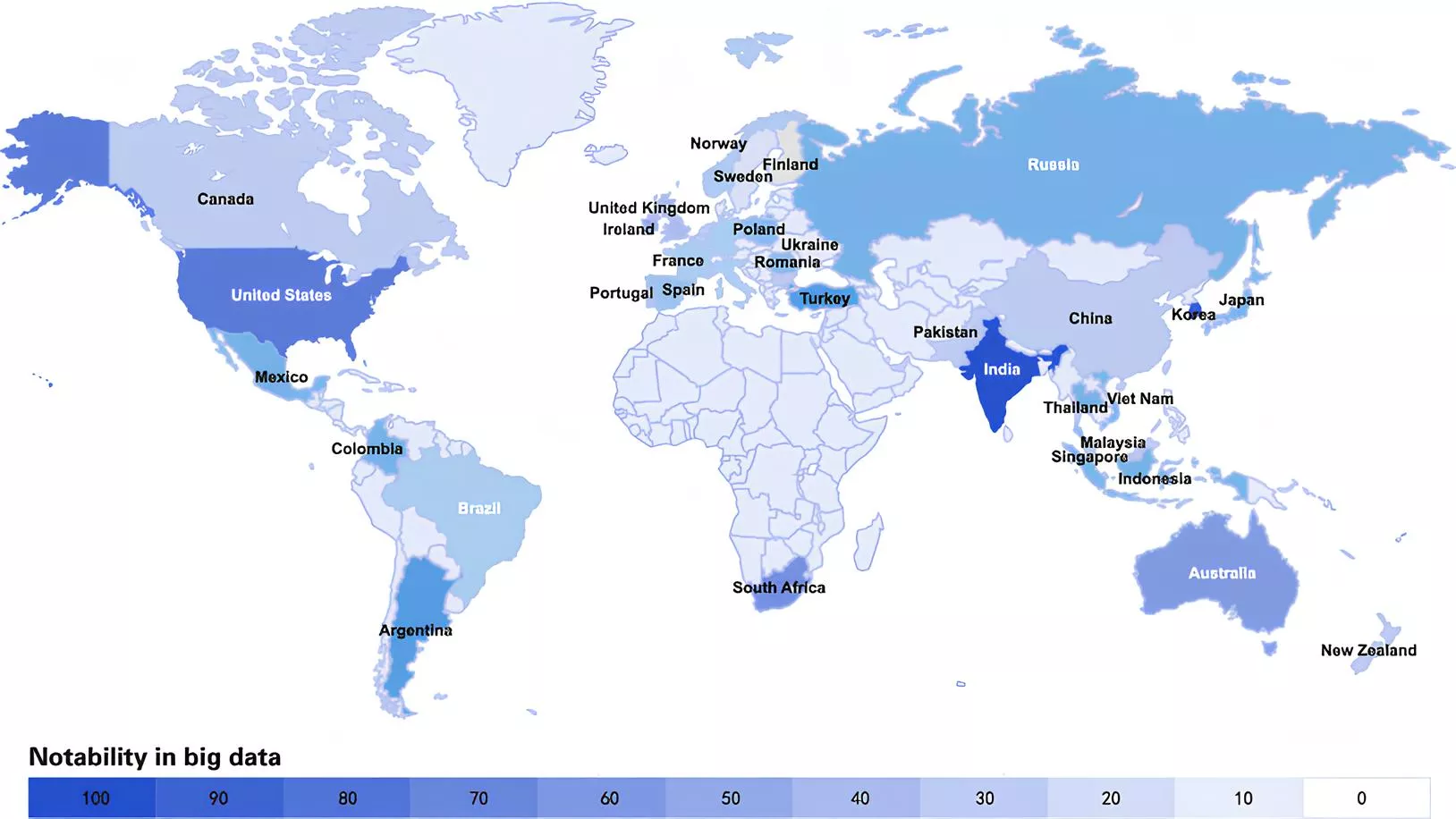 Classement des pays qui produisent le plus de Big Data