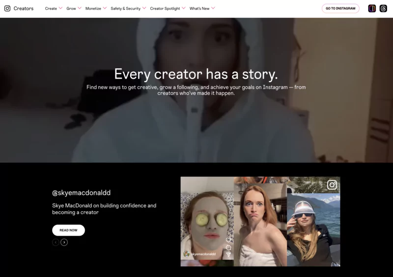 interface de instagram