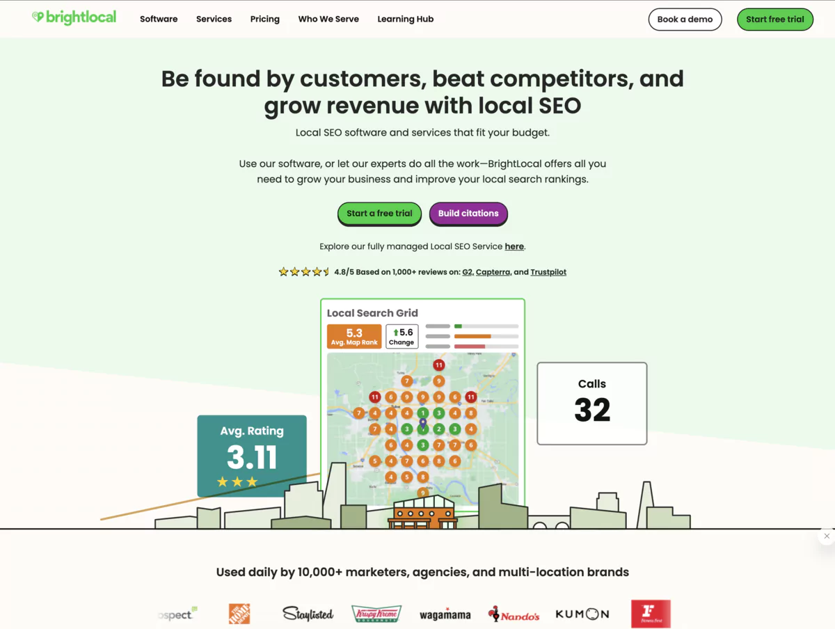 page d'accueil du site web de brightlocal