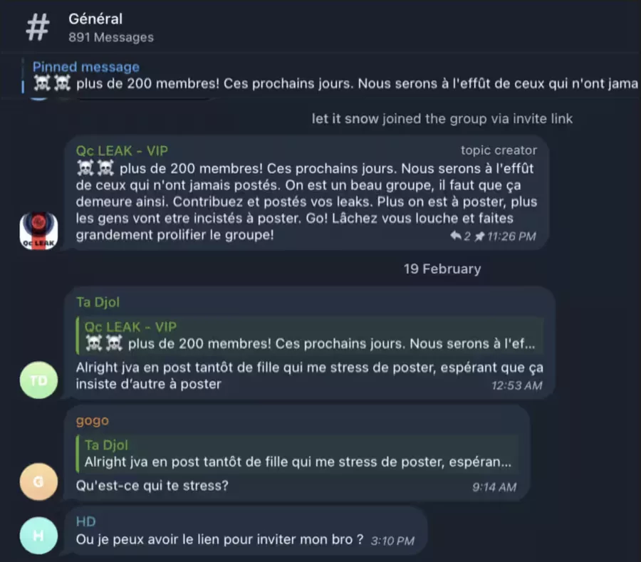 exemple de lead Telegram pour Onlyfans