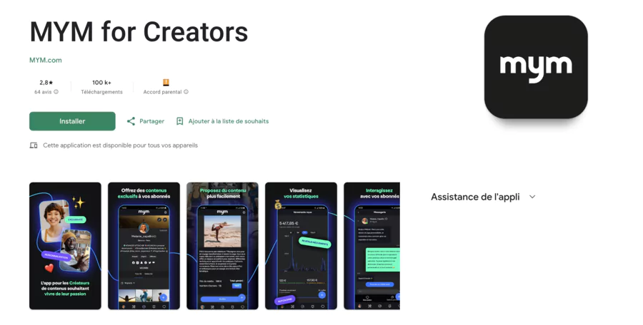 Application mobile MYM for Creators