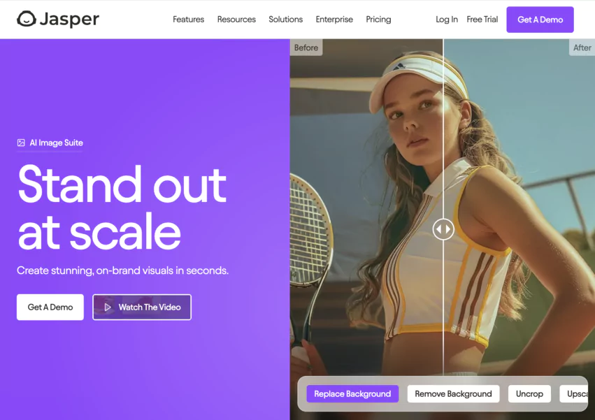 Comparaison avant/après d'une image retouchée avec des outils IA
