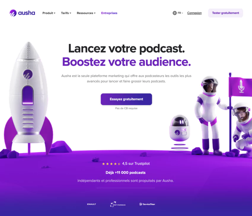 page d'accueil de ausha