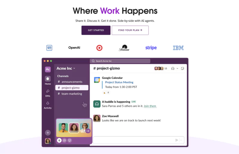 site web de slack