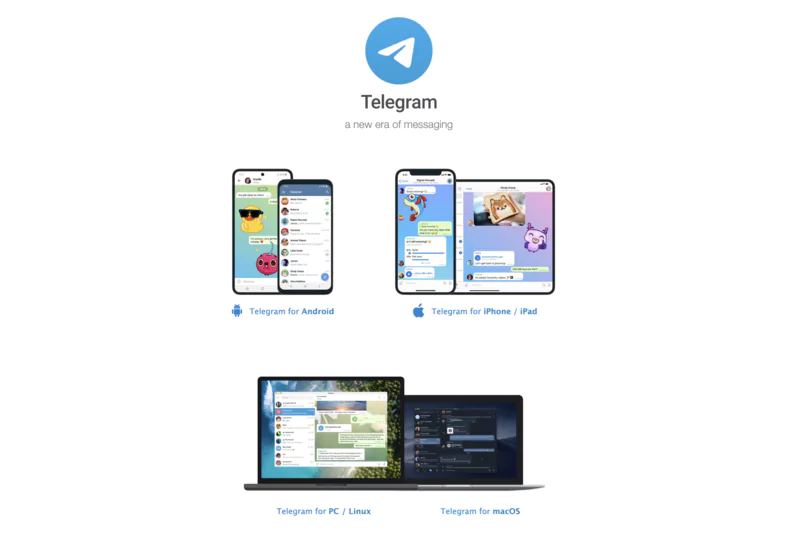 interface du site web de telegram