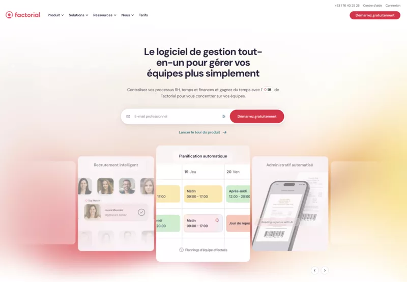 homepage of one of the best HR software Factorial