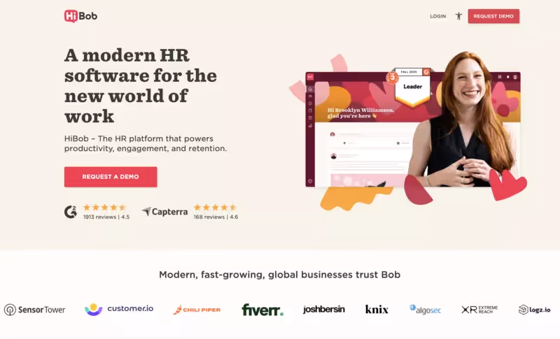 page d'accueil du site internet de l'un des meilleurs logiciels RH Hbob