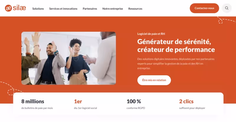 page d'accueil du site internet de l'un des meilleurs logiciels RH Silae