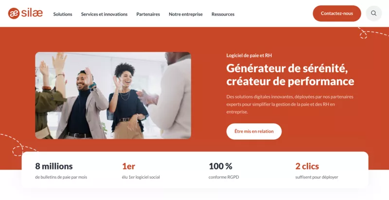 homepage of one of the best HR software Silae