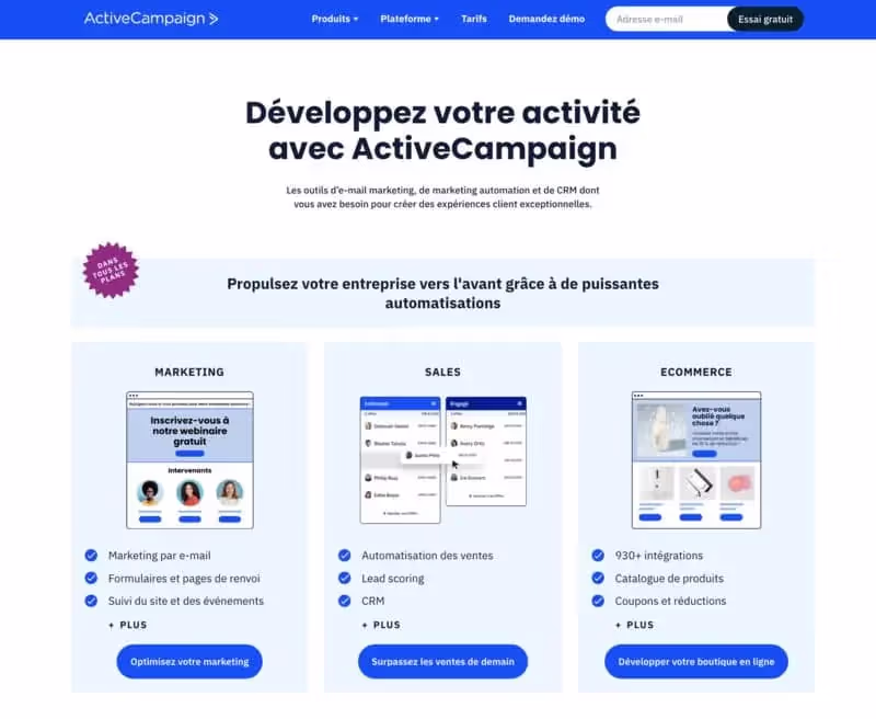 ActiveCampaign logiciel de marketing automation