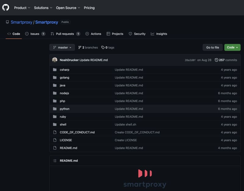 Proxy HTTP(S) sur GitHub