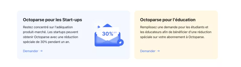 réduction pour l'éducation et les startups à Octoparse