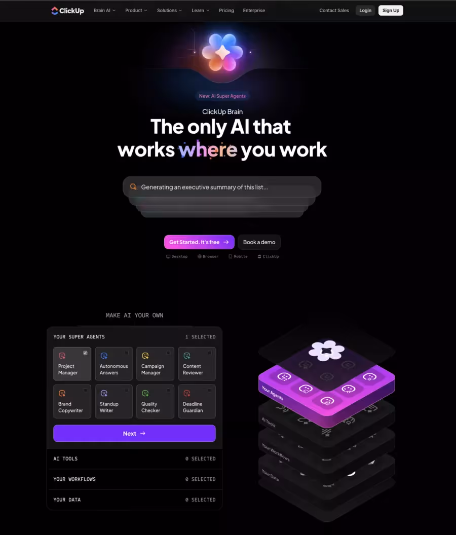 interface de clickup
