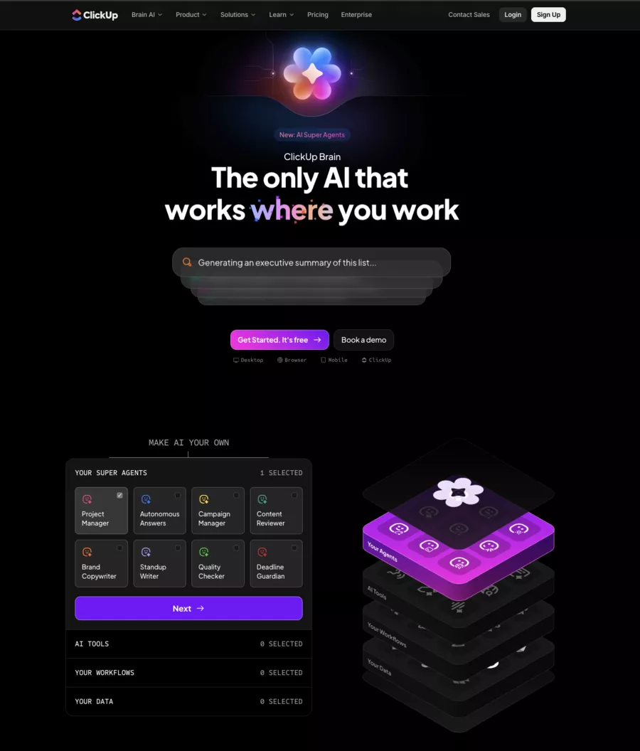 interface de clickup