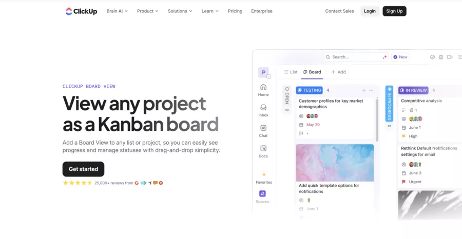 ClickUp – “tout-en-un” (PM + docs)
